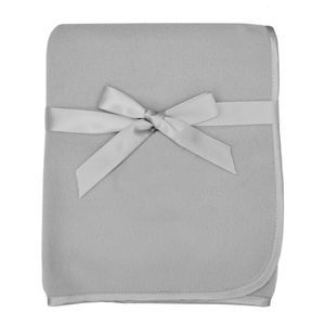 Soft Fleece Baby Blanket with Satin Trim‎ Receiving Swaddle 30x30 Gray Cozy Gift